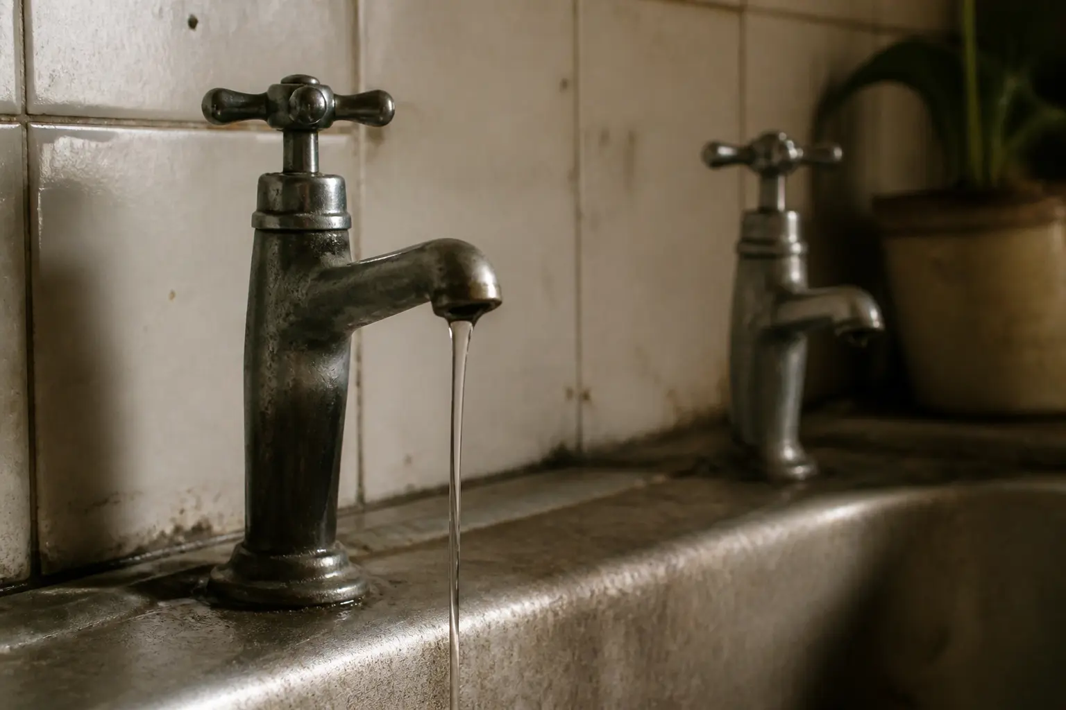 Cuisine réelle avec robinet au filet tiède et second point d’eau sec, diagnostic rapide plus d eau chaude