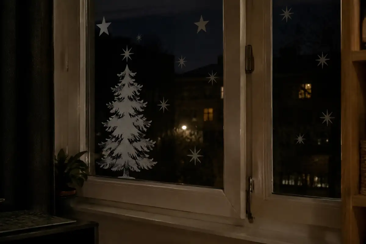 Décoration de fenêtres de Noël : film, craie ou guirlande, ce que le verre accepte et ce qu'il refuse
